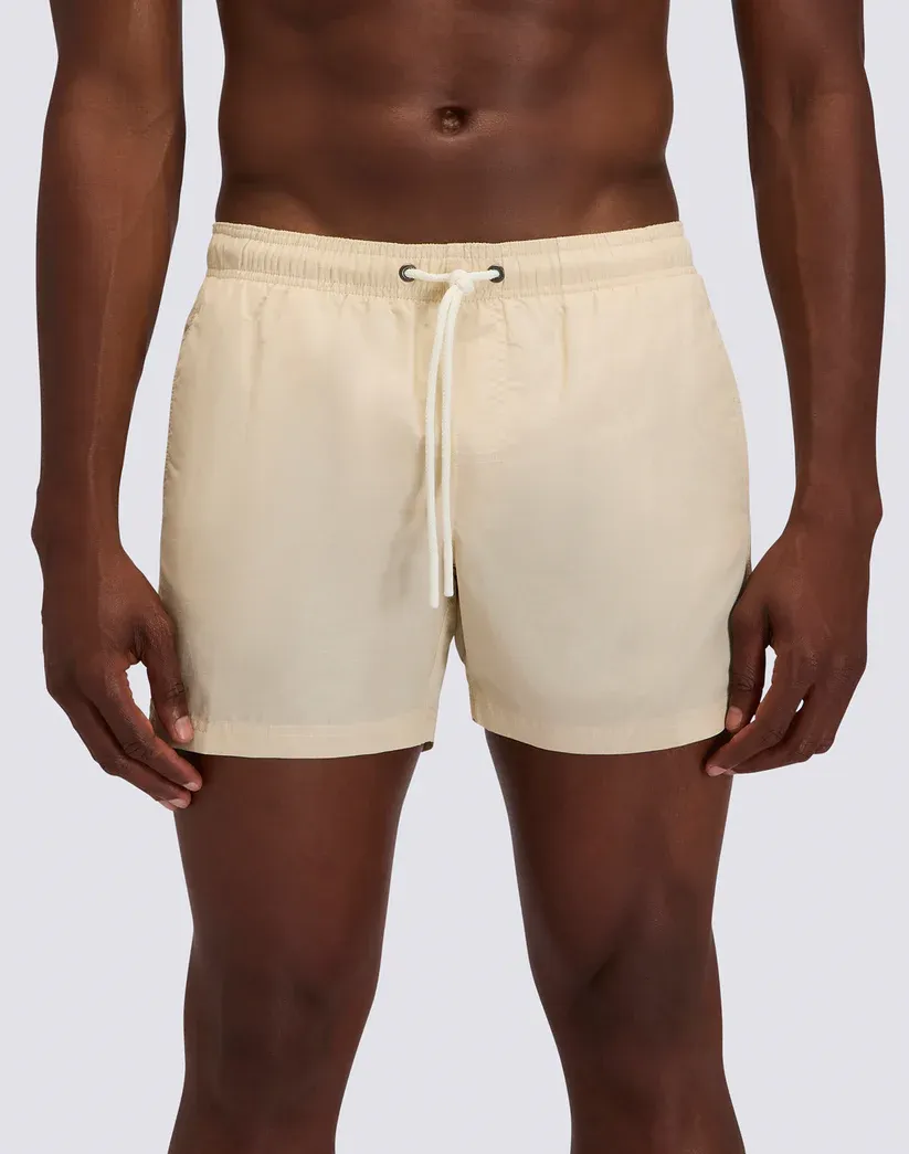 SUNDEK MEN GOLDENWAVE SHORT ELASTIC WAIST SWIMSUIT IN RECYCLED LINEN - SAFARI