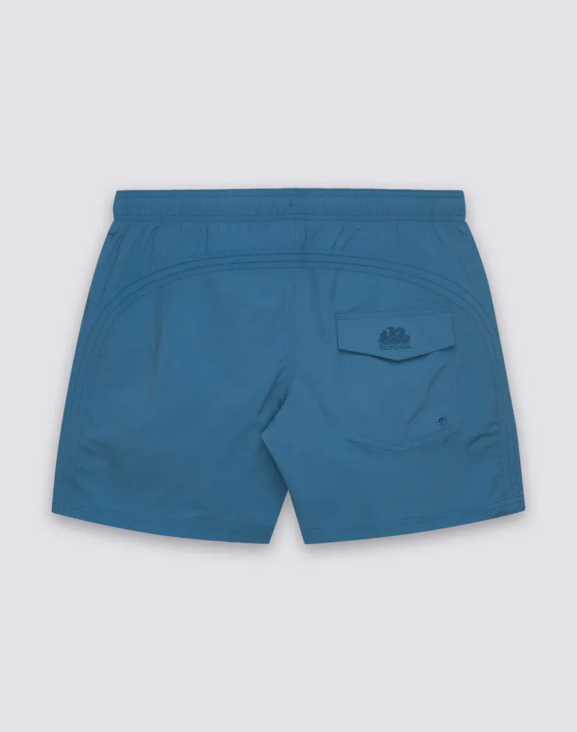 SUNDEK MEN GOLDENWAVE SHORT SWIMSUIT WITH ELASTIC WAIST, SOLID COLOR, NYLON TASLAN, COTTON TOUCH