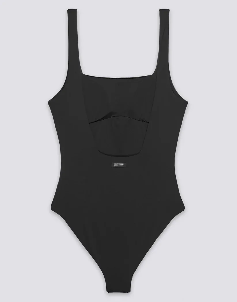 SUNDEK WOMEN'S  CHINA - ONE-PIECE SWIMSUIT WITH SQUARE NECKLINE AND DEEP BACK - BLACK