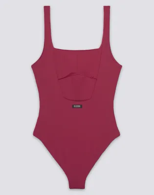 SUNDEK WOMEN'S  CHINA - ONE-PIECE SWIMSUIT WITH SQUARE NECKLINE AND DEEP BACK - DEEP SCARLET