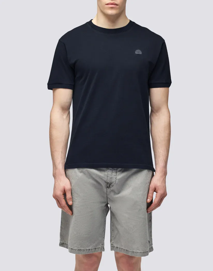 SUNDEK MEN NEW DEY GARMENT DYED CREW NECK T-SHIRT WITH LOGO