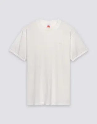 SUNDEK MEN NEW DEY GARMENT DYED CREW NECK T-SHIRT WITH LOGO - OFF WHITE