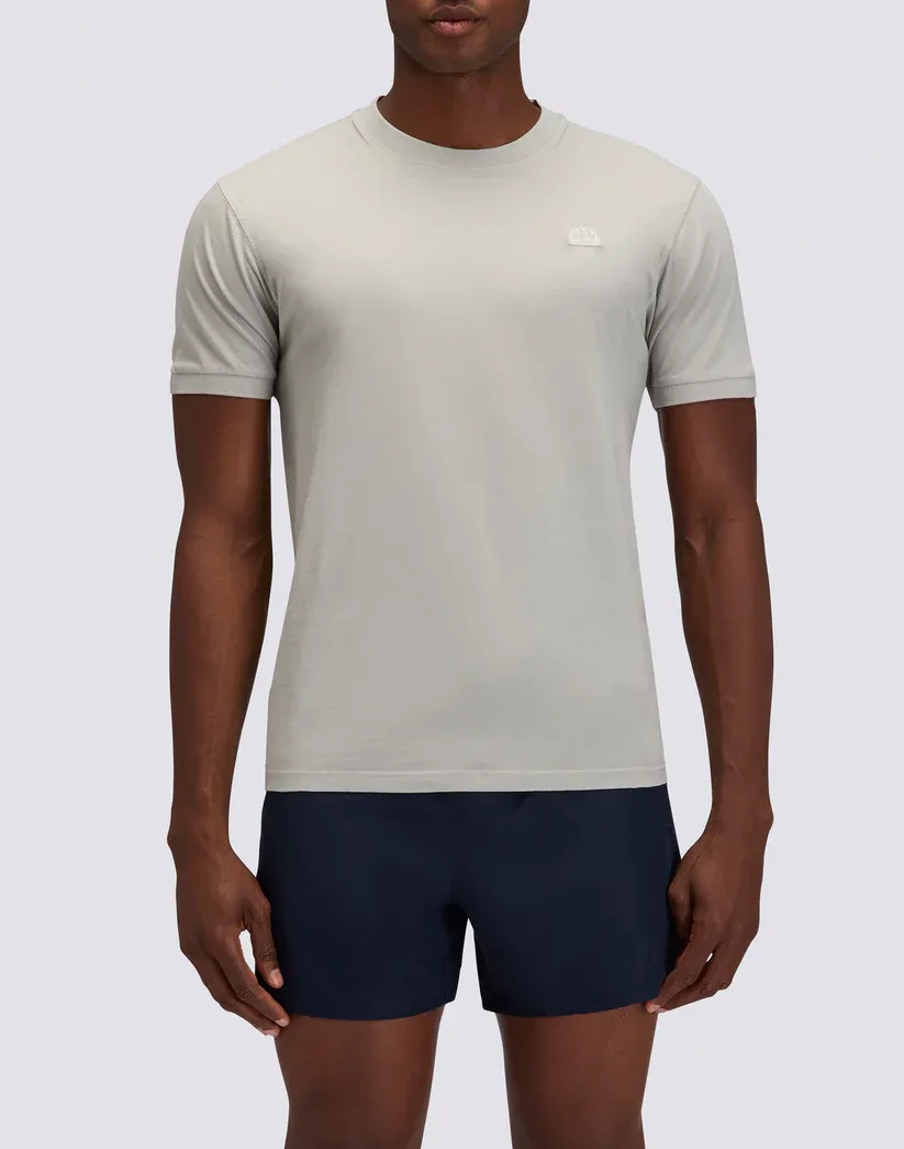 SUNDEK MEN NEW DEY GARMENT DYED CREW NECK T-SHIRT WITH LOGO - ASH GREY
