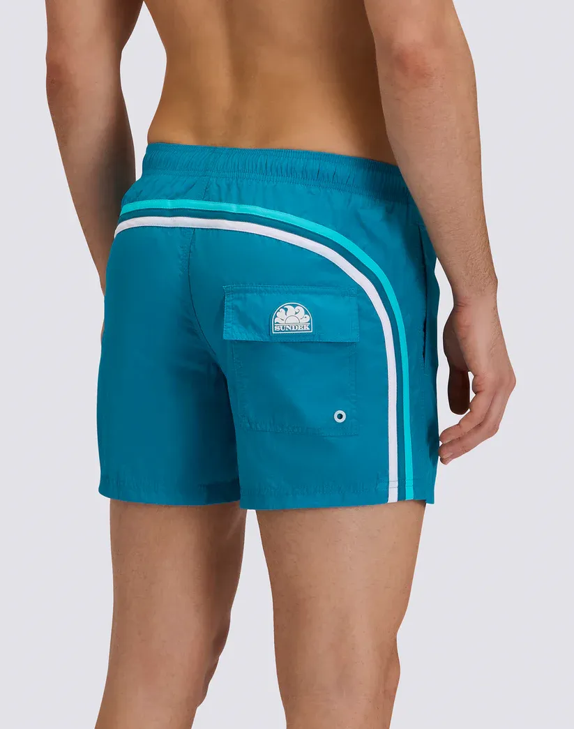 SUNDEK MEN'S SHORT SWIMSHORTS WITH ELASTIC WAIST AND CRINKLED WAIST