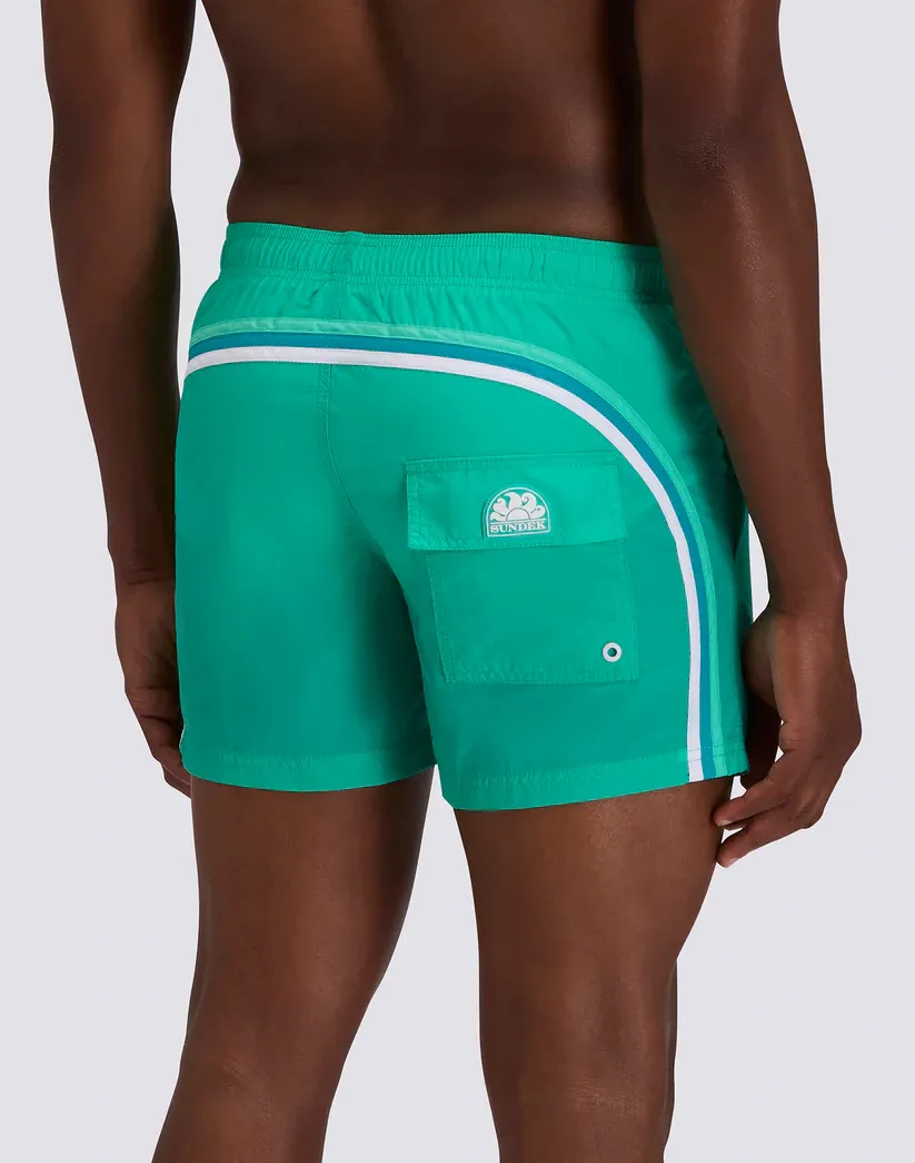 SUNDEK MEN'S SHORT SWIMSHORTS WITH ELASTIC WAIST AND CRINKLED WAIST - NEPHRITE