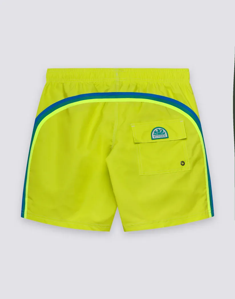 SUNDEK MEN ICONIC TAFFETA MID-LENGTH SWIMSHORTS WITH ELASTICATED WAIST -AVOCADO