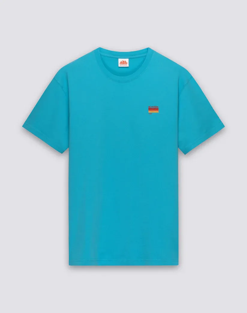 SUNDEK MEN T-SHIRT WITH TRICOLOUR EMBROIDERY