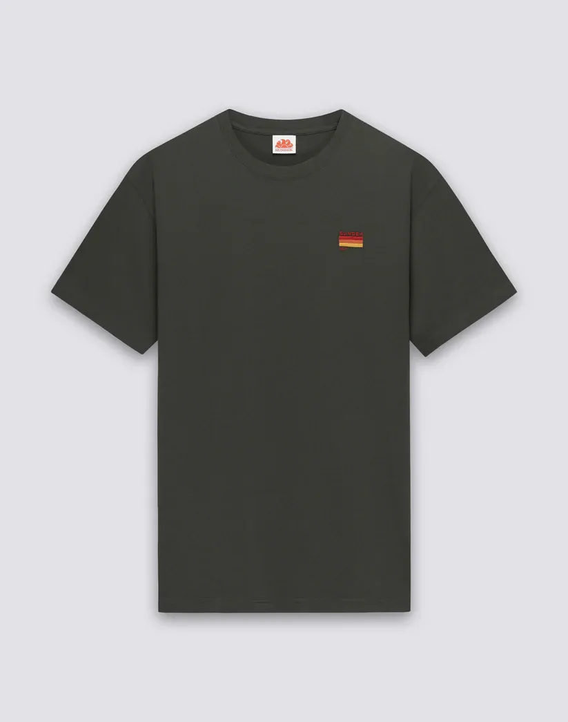 SUNDEK MEN T-SHIRT WITH TRICOLOUR EMBROIDERY