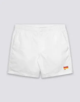 SUNDEK WASHED-LOOK NYLON TAFFETA ELASTICATED WAIST SWIMSHORTS - WHITE