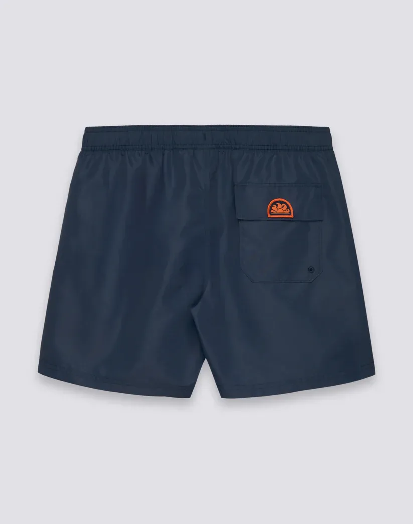 SUNDEK WASHED-LOOK NYLON TAFFETA ELASTICATED WAIST SWIMSHORTS - NAVY