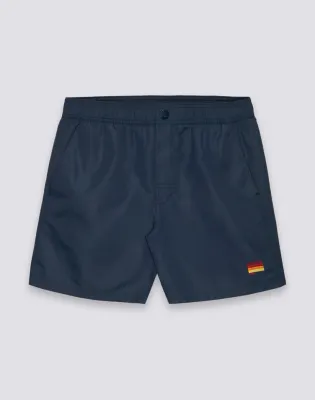 SUNDEK WASHED-LOOK NYLON TAFFETA ELASTICATED WAIST SWIMSHORTS - NAVY