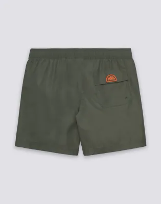 SUNDEK WASHED-LOOK NYLON TAFFETA ELASTICATED WAIST SWIMSHORTS - DARK AR. GREEN