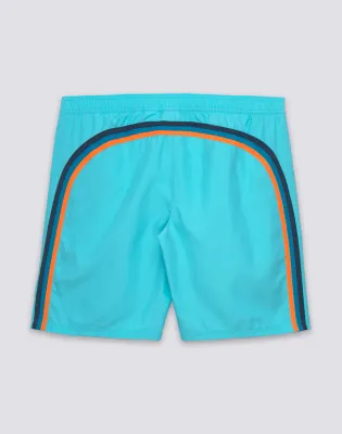 SUNDEK MEN'S SEMI-ELASTIC LONG-WAIST SWIMSHORTS IN REPREVE® RECYCLED POLYESTER - MARINE