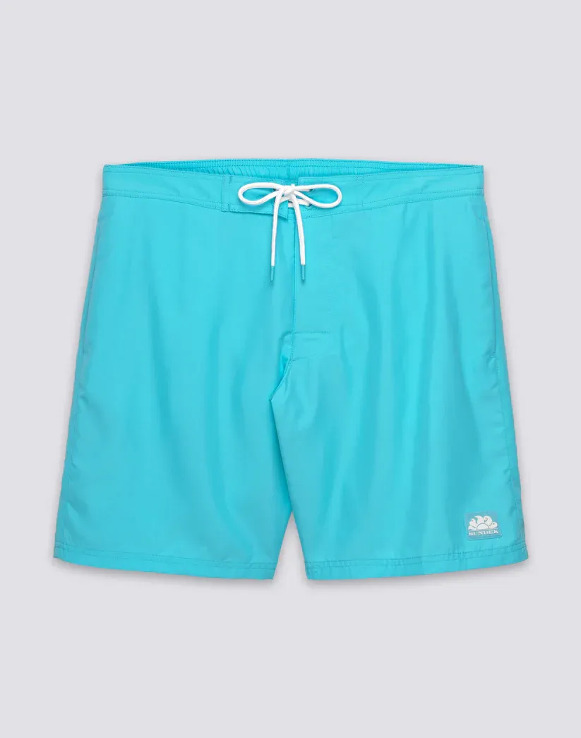 SUNDEK MEN'S SEMI-ELASTIC LONG-WAIST SWIMSHORTS IN REPREVE® RECYCLED POLYESTER - MARINE