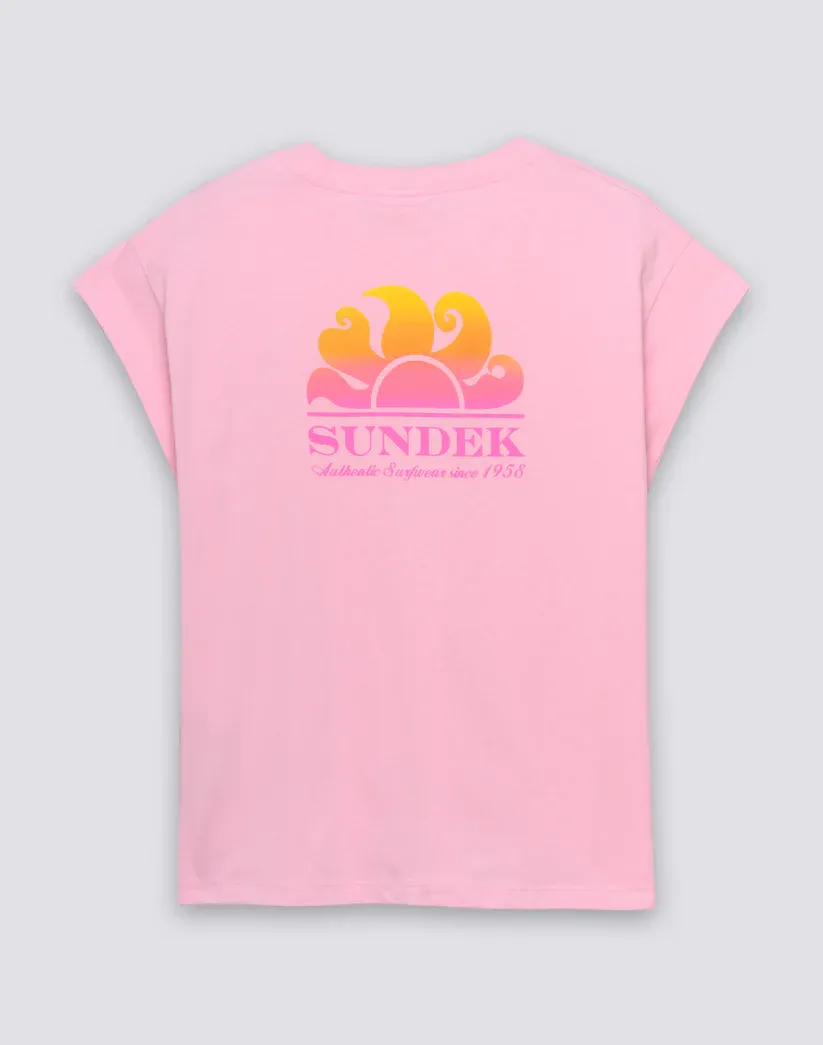 SUNDEK WOMEN'S T-SHIRT WITH GRADIENT PRINT - QUARTZ PINK