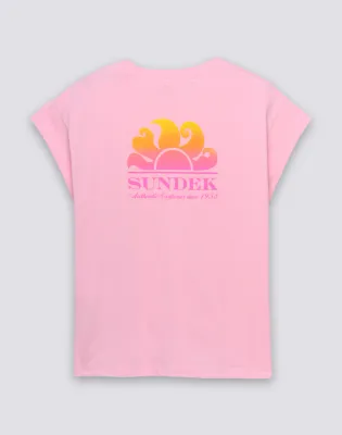 SUNDEK WOMEN'S T-SHIRT WITH GRADIENT PRINT - QUARTZ PINK