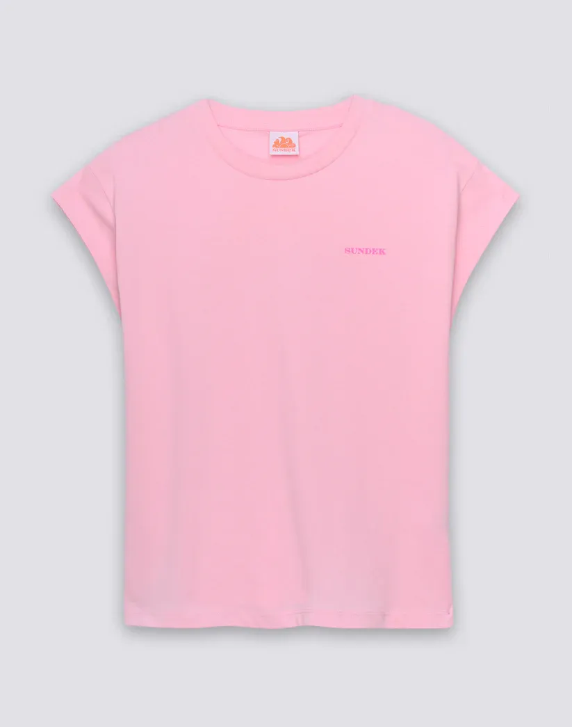SUNDEK WOMEN'S T-SHIRT WITH GRADIENT PRINT - QUARTZ PINK