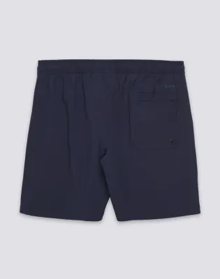 SUNDEK MEN MID-LENGTH SEMI-ELASTIC WAISTED STRETCH SWIMSUIT WITH HEAT-SEALED POCKET - DARK NAVY