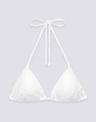SUNDEK WOMEN JENNIFER - TRIANGLE TERRY TOP WITH ADJUSTABLE TIES AND SK23 PATTERN - WHITE