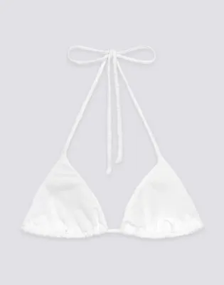 SUNDEK WOMEN JENNIFER - TRIANGLE TERRY TOP WITH ADJUSTABLE TIES AND SK23 PATTERN - WHITE