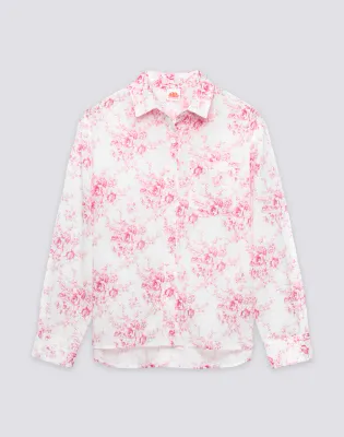 SUNDEK WOMEN'S LONG-SLEEVED SHIRT IN COTTON VOILE WITH ROSE DE JOIE PRINT - PITAYA