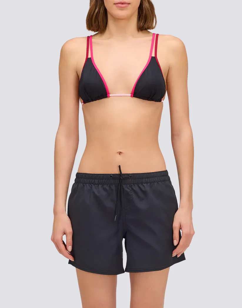 SUNDEK WOMEN COAST - REPREVE® MEDIUM LENGTH ELASTIC WAIST SWIMMING SHORTS - BLACK