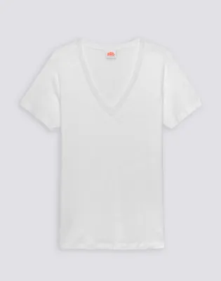 SUNDEK WOMEN HALF-SLEEVED LINEN T-SHIRT - WHITE