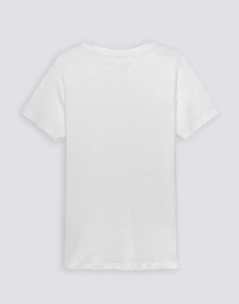 SUNDEK WOMEN HALF-SLEEVED LINEN T-SHIRT - WHITE