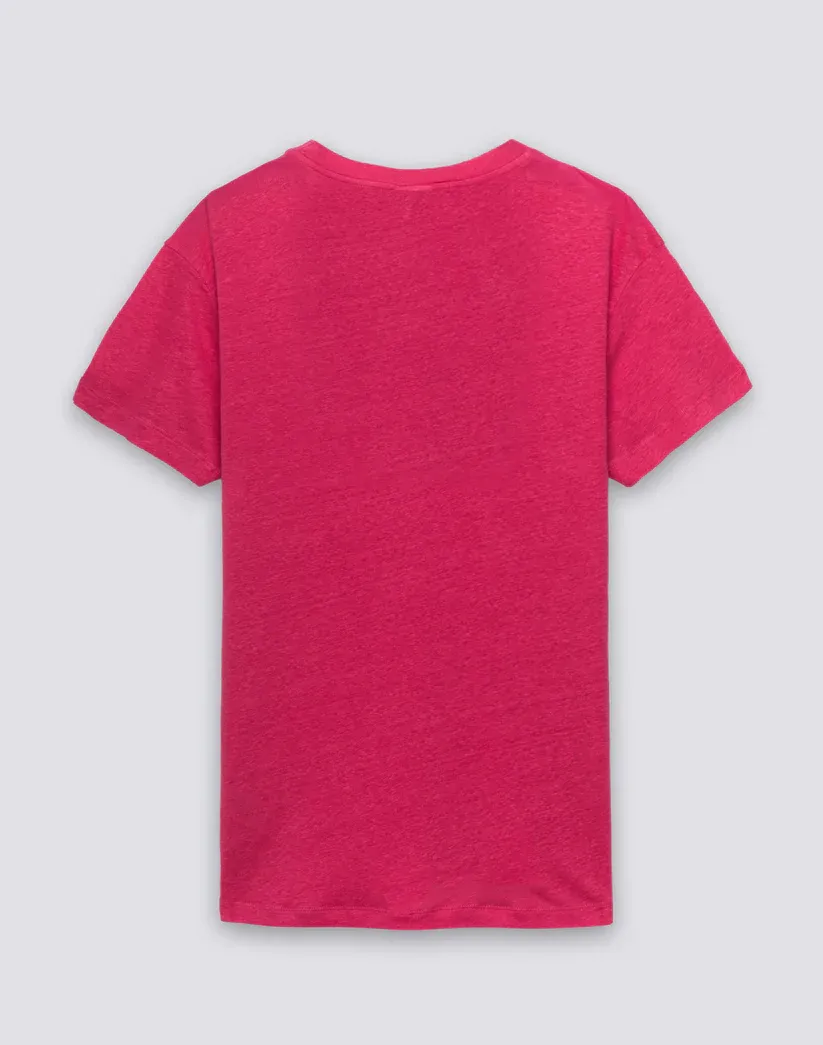 SUNDEK WOMEN HALF-SLEEVED LINEN T-SHIRT - PITAYA