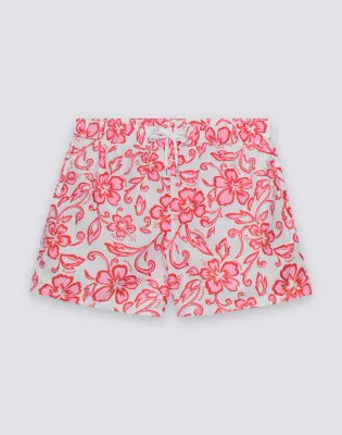 SUNDEK WOMEN COAST - REPREVE® HIBISCUS SK23 PRINT BEACH SHORTS - WHITE