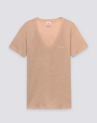 SUNDEK WOMEN HALF-SLEEVED LINEN T-SHIRT - DURIAN