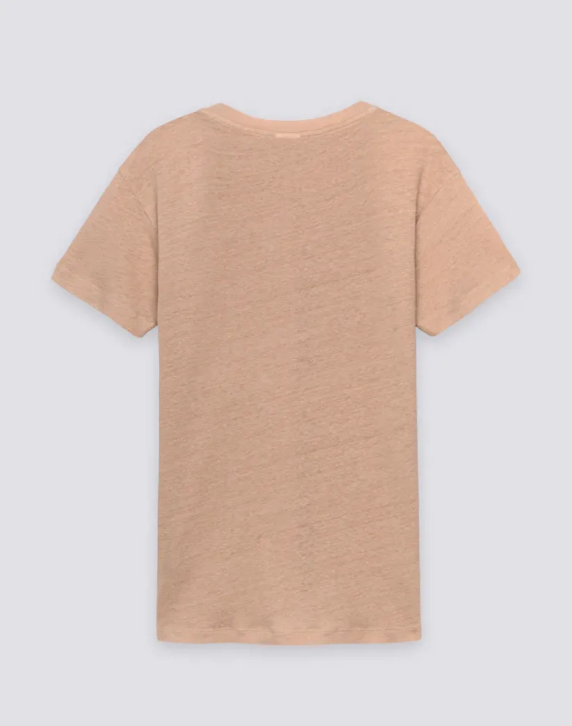 SUNDEK WOMEN HALF-SLEEVED LINEN T-SHIRT - DURIAN