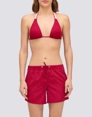 SUNDEK WOMEN COAST - REPREVE® MEDIUM LENGTH ELASTIC WAIST SWIMMING SHORTS - DEEP SCARLET