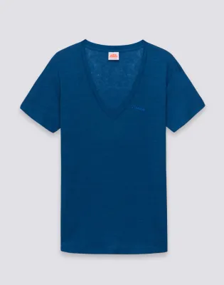 SUNDEK WOMEN HALF-SLEEVED LINEN T-SHIRT - COSMO