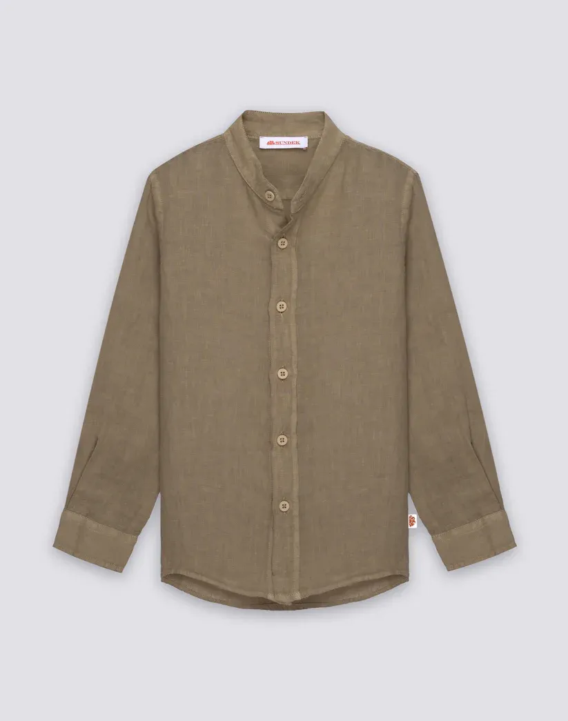 SUNDEK BOYS LINEN SHIRT WITH MANDARIN COLLAR