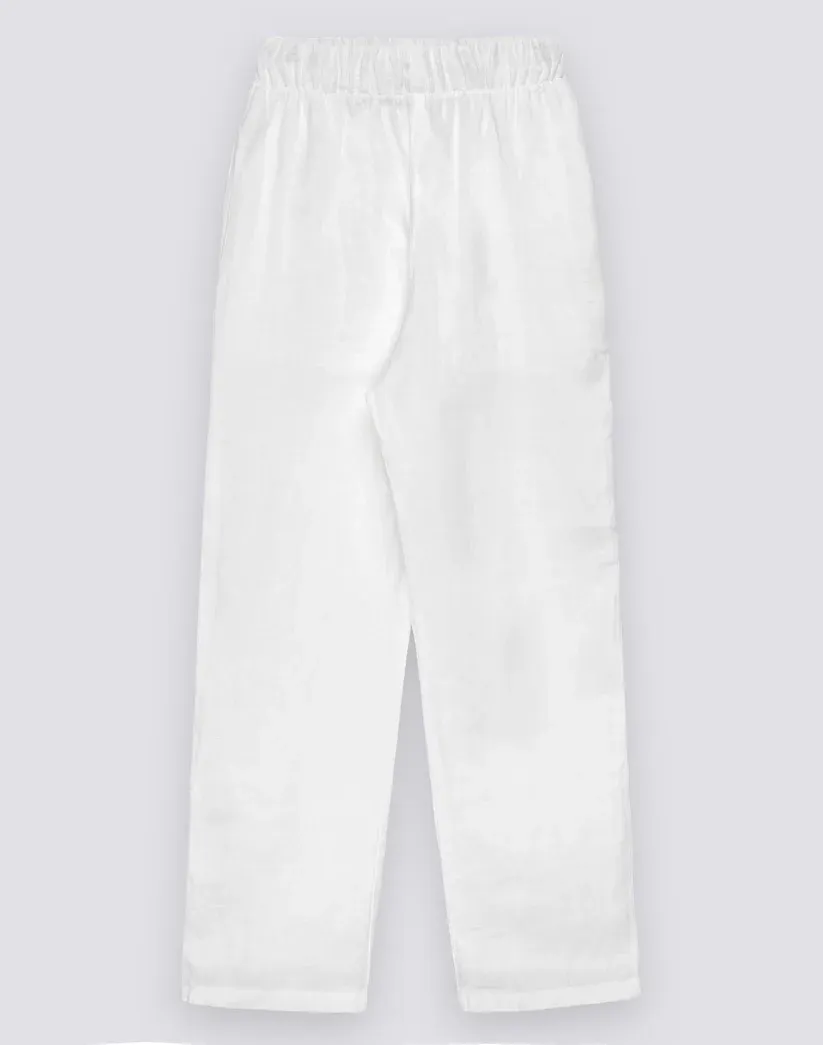SUNDEK BOYS' LONG LINEN TROUSERS - WHITE