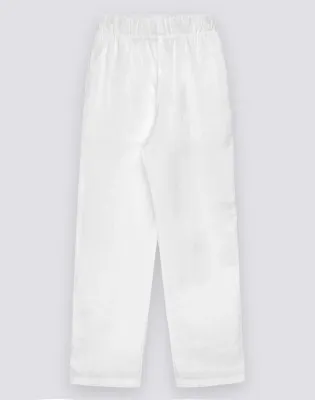 SUNDEK BOYS' LONG LINEN TROUSERS - WHITE