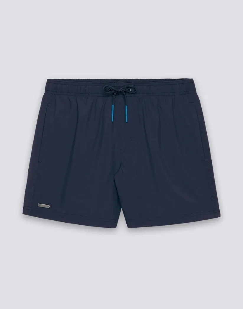 GOLDENWAVE MEN'S SHORT SWIMSUIT WITH ELASTIC WAIST, SOLID COLOR, 4WAY STRETCH - DARK NAVY