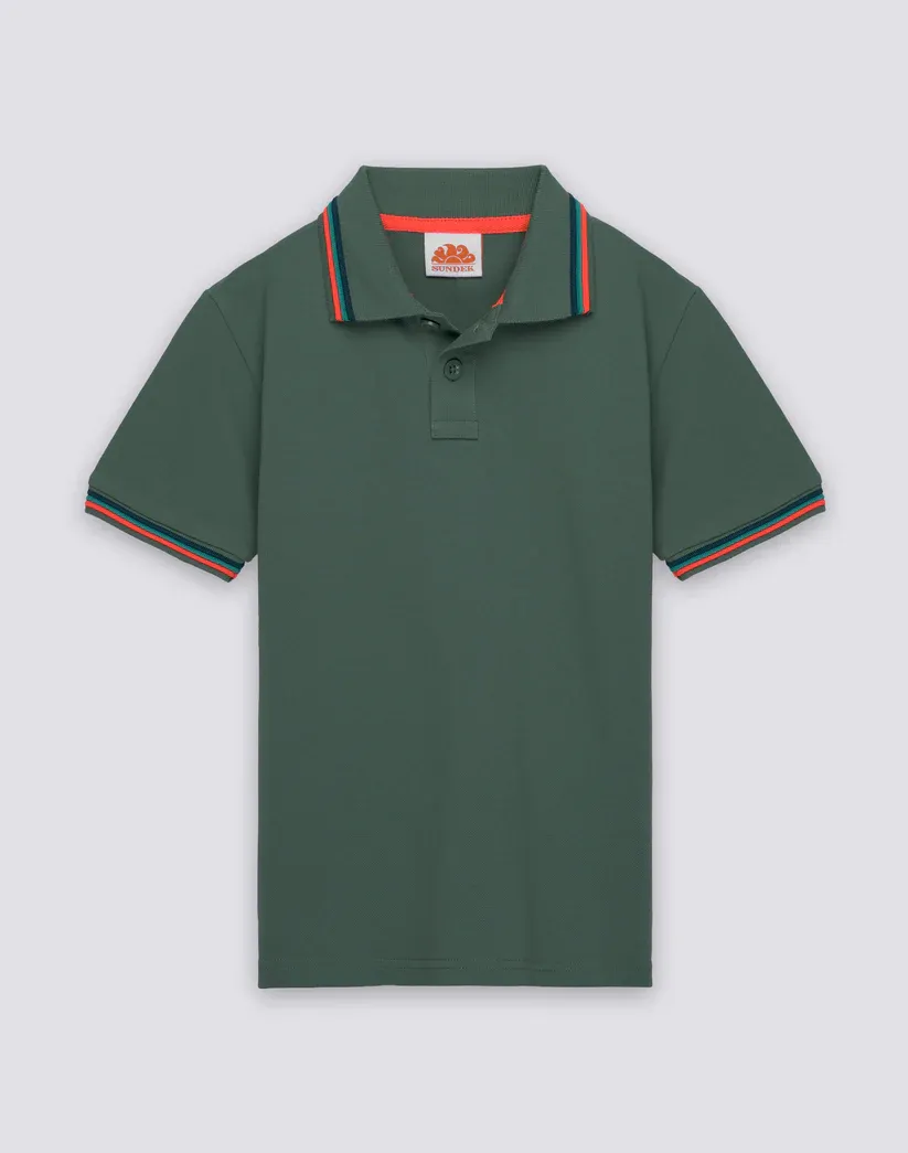 SUNDEK BOYS' MINI BRICE PIQUÉ POLO SHIRT - CAMO GREEN