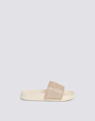 SUNDEK GIRLS MINI HANALEI GLITTER EFFECT SLIDES - MANGROVE