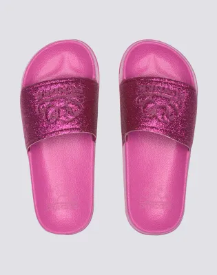 SUNDEK GIRLS MINI HANALEI GLITTER EFFECT SLIDES - HIBISCUS