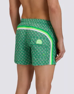 SUNDEK MEN'S SHORT SWIMSHORTS WITH ELASTIC WAIST IN REPREVE® RECYCLED POLYESTER WITH FRUIT FIESTA PRINT