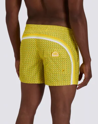 SUNDEK MEN'S SHORT SWIMSHORTS WITH ELASTIC WAIST IN REPREVE® RECYCLED POLYESTER WITH FRUIT FIESTA PRINT