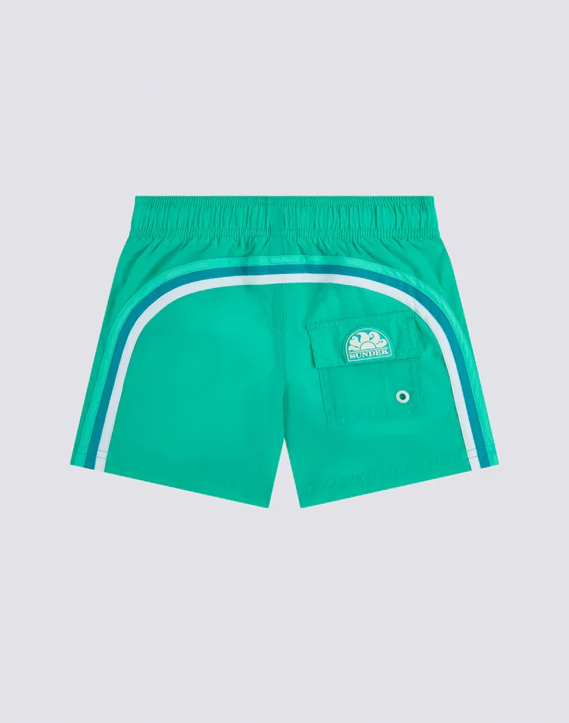SUNDEK BOYS' SHORT SWIMSHORTS WITH ELASTICATED WAIST AND CRINKLED FABRIC - NEPHRITE