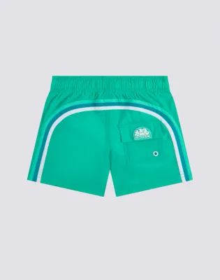 SUNDEK BOYS' SHORT SWIMSHORTS WITH ELASTICATED WAIST AND CRINKLED FABRIC - NEPHRITE