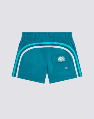 SUNDEK BOYS' SHORT SWIMSHORTS WITH ELASTICATED WAIST AND CRINKLED FABRIC