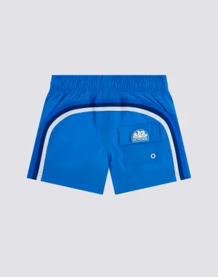 SUNDEK BOYS' SHORT SWIMSHORTS WITH ELASTICATED WAIST AND CRINKLED FABRIC