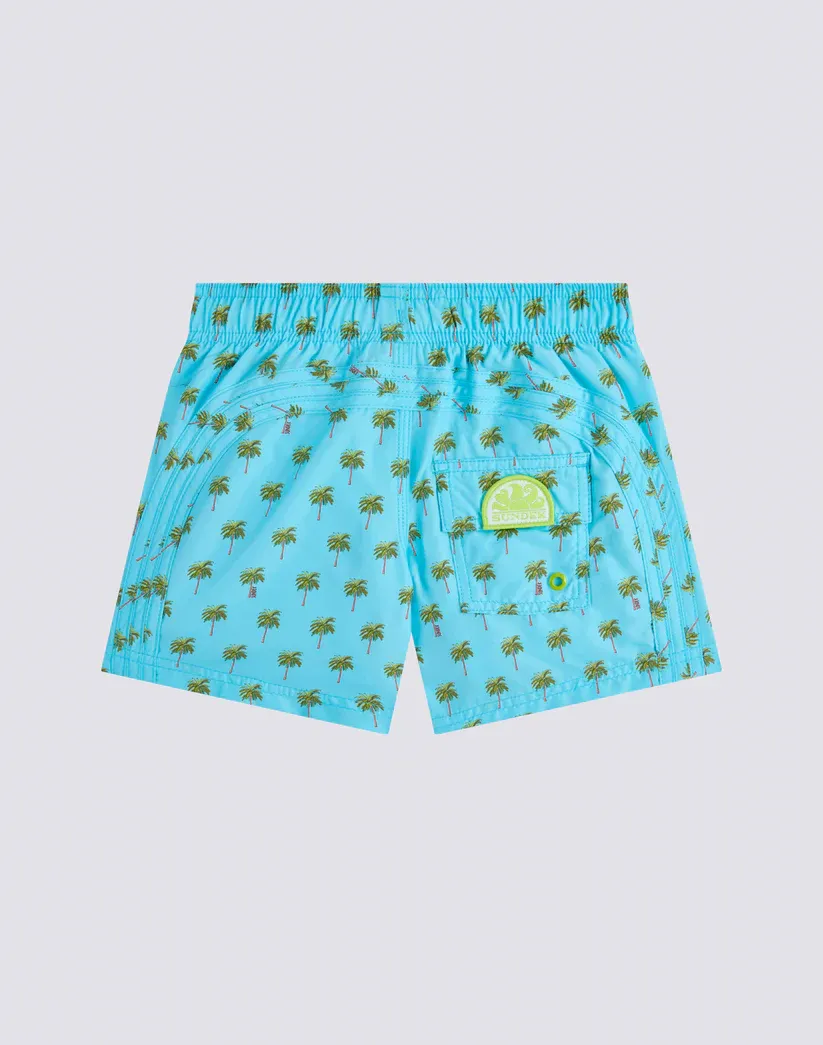 SUNDEK BOYS REPREVE® SHORT SWIMSUIT WITH ELASTIC WAIST AND LITTLE PALM PRINT - LUNAR