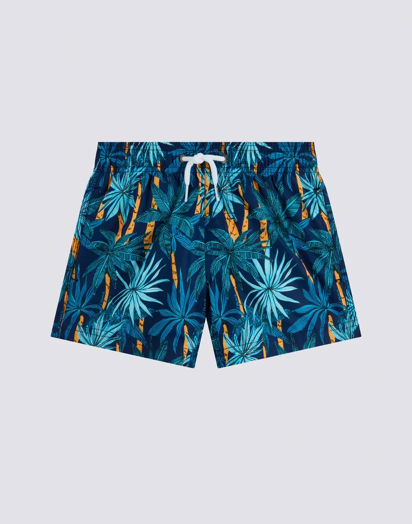 SUNDEK BOYS SHORT SWIMSHORTS WITH ELASTIC WAIST AND JUNGLE FEVER PRINT IN RECYCLED POLYESTER - NAVY