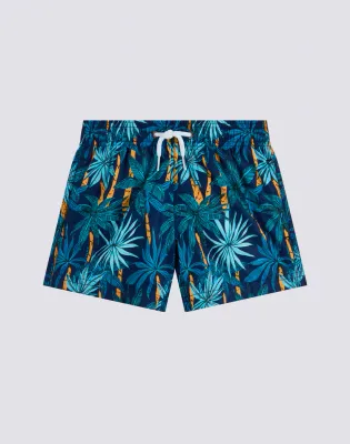 SUNDEK BOYS SHORT SWIMSHORTS WITH ELASTIC WAIST AND JUNGLE FEVER PRINT IN RECYCLED POLYESTER - NAVY